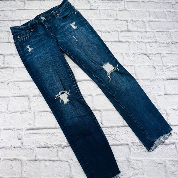 Kut From The Kloth Jeans KP488MA8 Size 2 Dark Wash Distressed Ankle Length - Picture 6 of 12